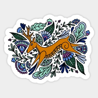 Folk Art Deer Sticker